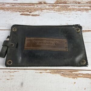 Cooper River Bag Pouch Black Brown Leather Approx 8x6x2 in Used